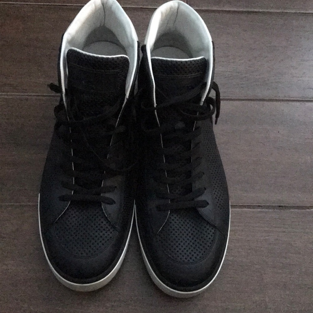 Louis Vuitton black leather high tops